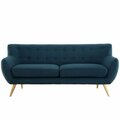 Primewir Remark Sofa in Tufted Azure Fabric with Natural Finish Wood Legs EEI-1633-AZU